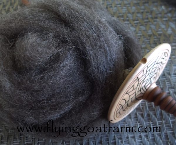 charcoal grey wool roving