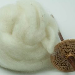 White mohair roving with spindle