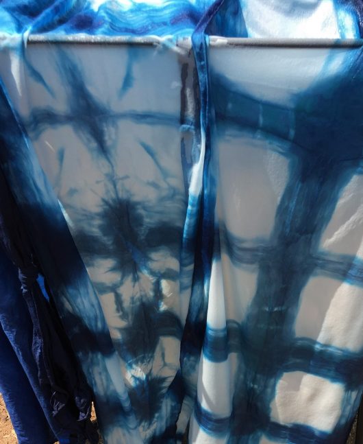 silk scarves in blue and white