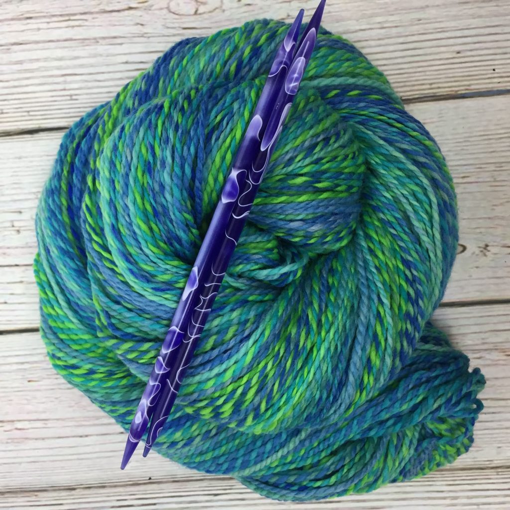 blue green marled merino yarn