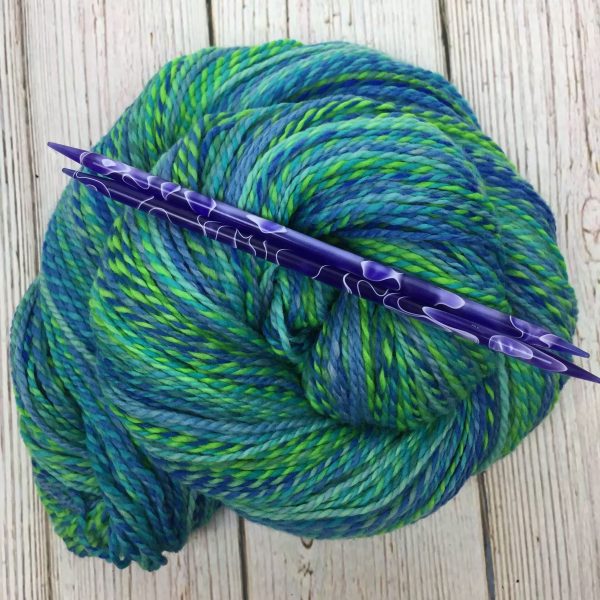 blue green marled merino yarn