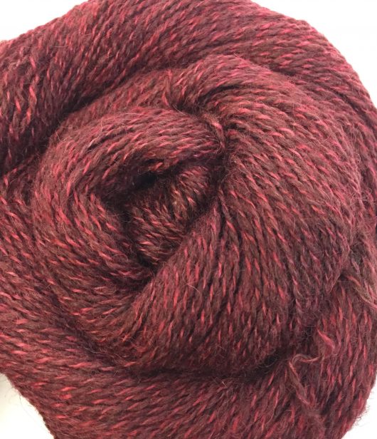charcoal yarn with red highlights