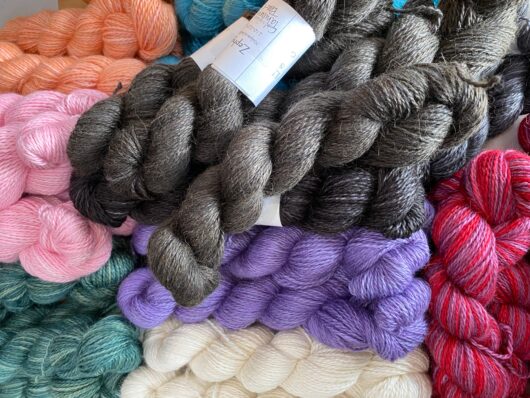 pile of multicolored yarn