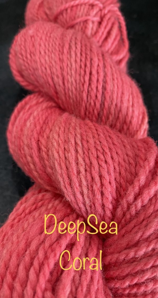 wool skein in medium coral color