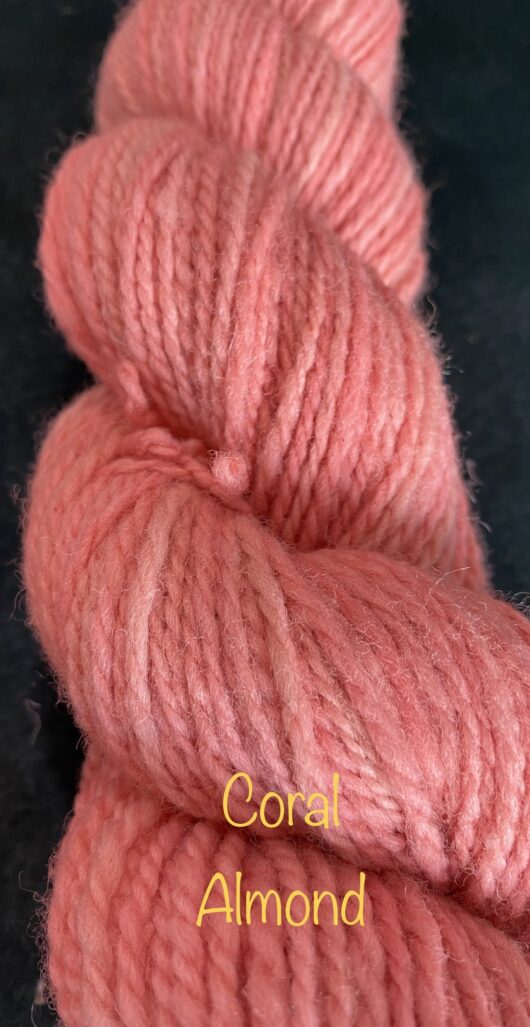 wool skein in a medium coral color