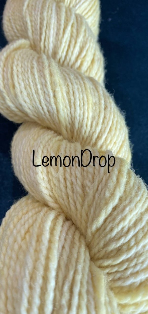 wool skein in a light lemon yellow