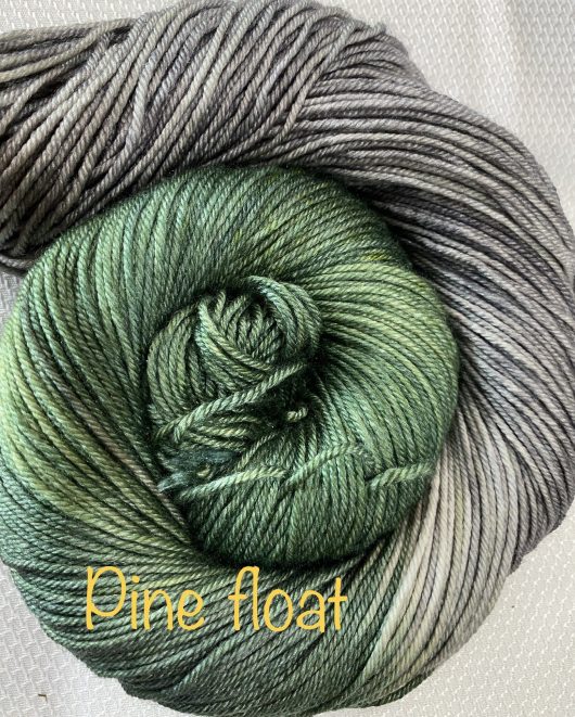 yarn spiral with green and grey