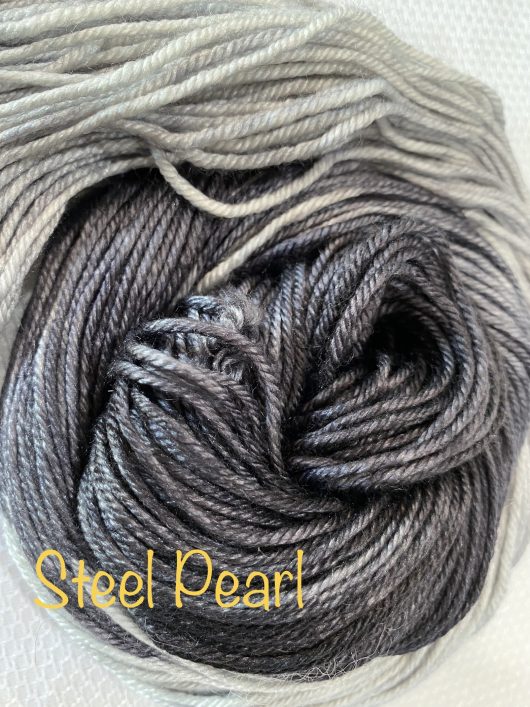 yarn spiral with grey and black