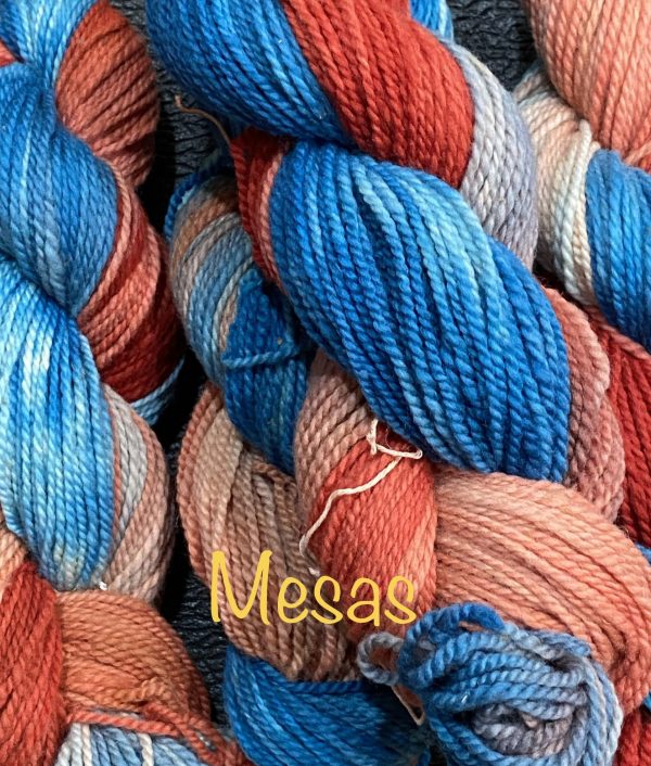 variegated blue and orange skeins