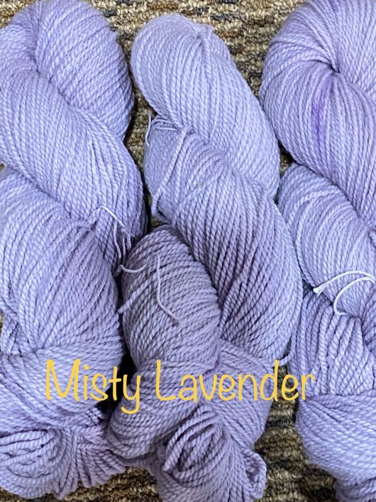 fingering weight yarn in a light lilac color