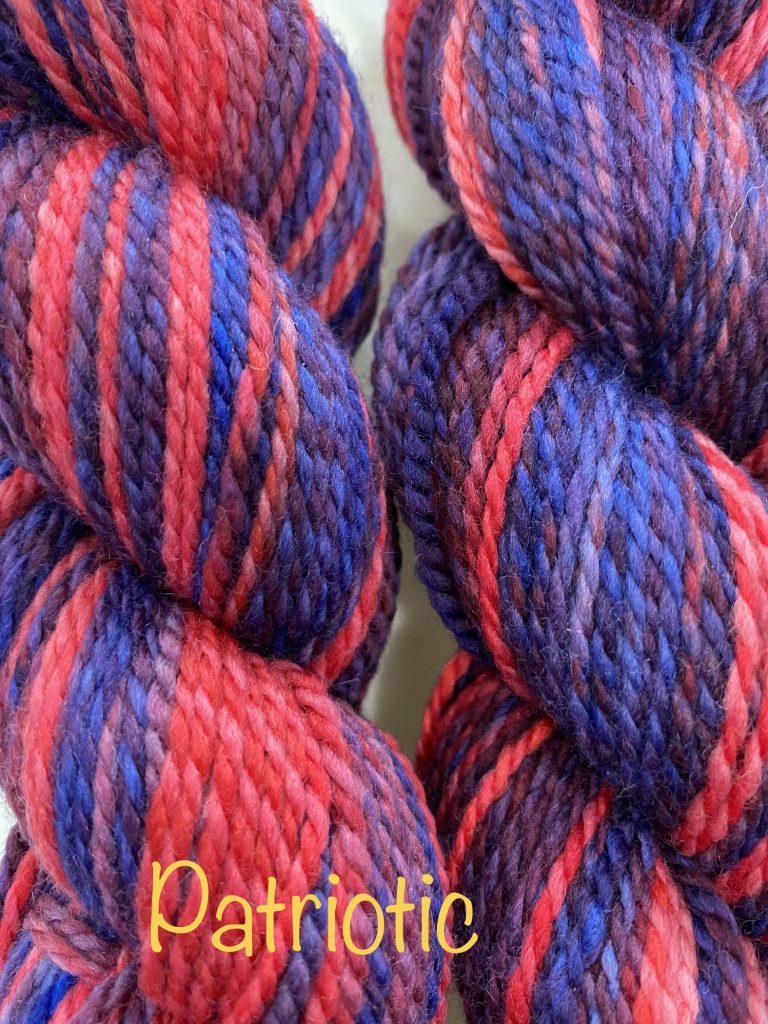 red and blue marled yarn