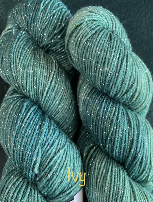 metallic yarn in a medium green color