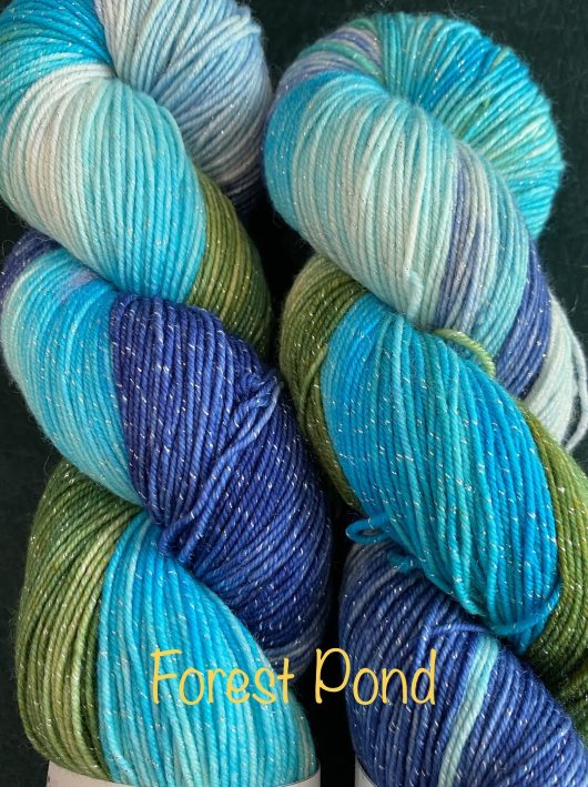 metallic yarn in turquoise and blue and green