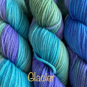 yarn in purple, turquoise and blue