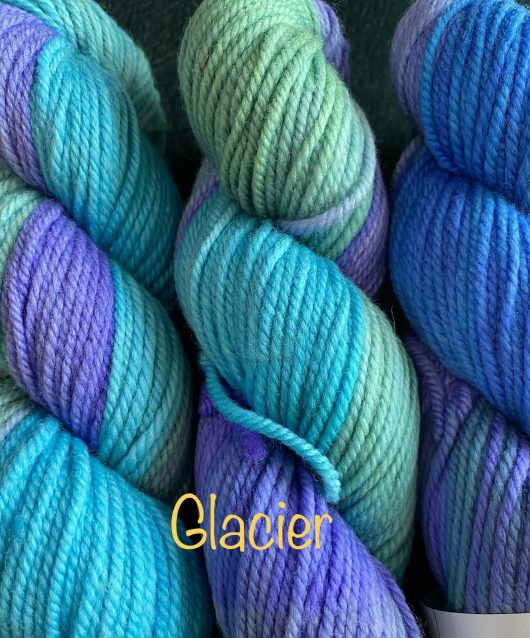 yarn in purple, turquoise and blue