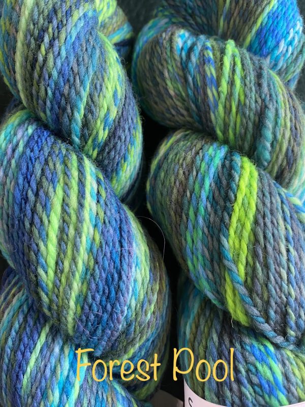 blue, green and navy marled yarn