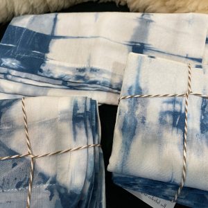 blue and white tie dyed napkins