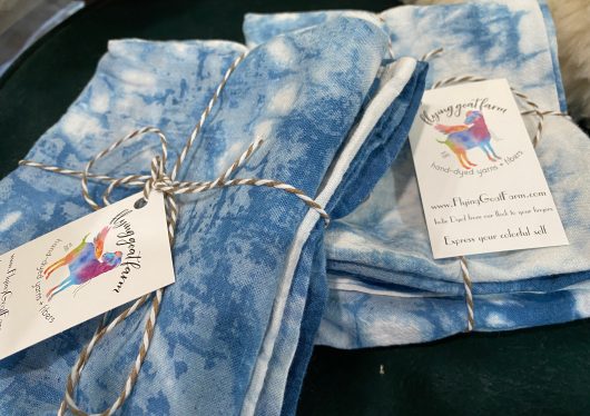 blue and white tie dyed towels