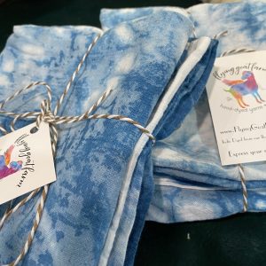 blue and white tie dyed towels