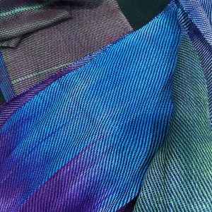 blue and green handwoven shawls