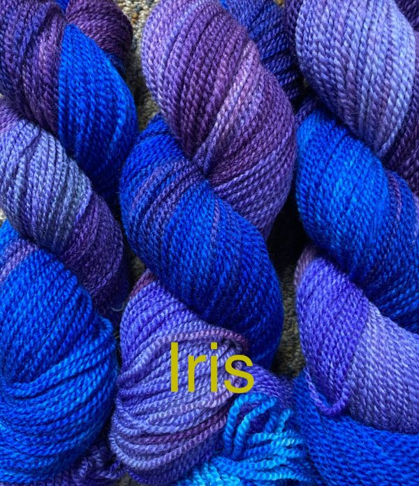 variegate skeins in blue and purple