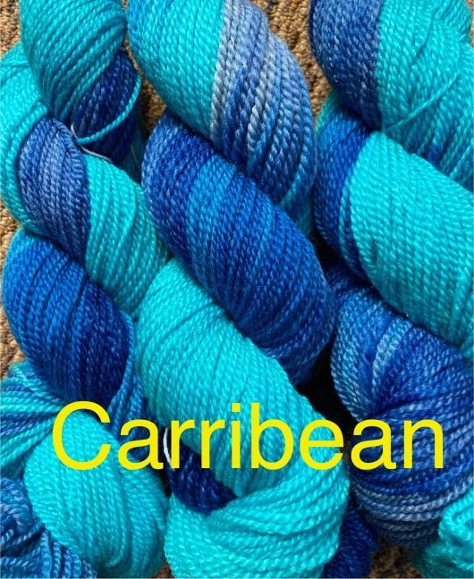 variegated wool in blue and turquoise