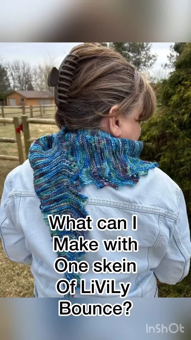 Want a Supercute and easy project? Make this scarf. It’s made with 1 skein of our Livily Bounce. You can make it longer and/or wider with a 2nd skein as well.

Details: 350 yards per skein, Heavy sport weight yarn, non-superwash cormo wool, 2 ply yarn. Many variegated and tonal colors available

Give me and Kathy a heart if you love the one skein scarf!!

Come by our MD Sheep and Wool Booth to pick out your yarn in person. We are in the Main Exhibition Building Booth C5.

Happy Making
Lisa
#mdsheepandwool #mdsheepandwoolfestival